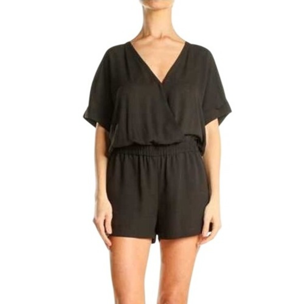 BCBGMAXAZRIA Black Short‎ Sleeve Romper Size Large